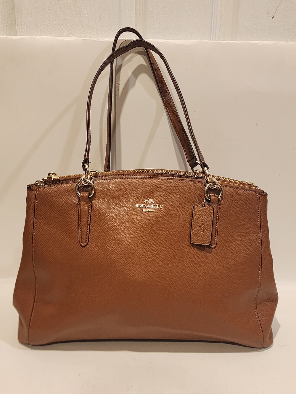Coach Carry All Camel Brown Pebbled Leather Small Tote/bag - Missing Strap
